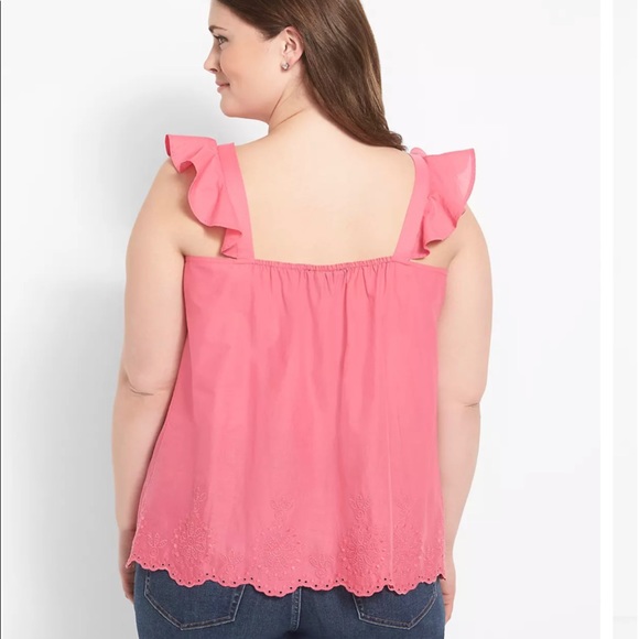NWT Lane Bryant Classic Square Neck Cotton Embroidered Tank Size 16W - Picture 2 of 3